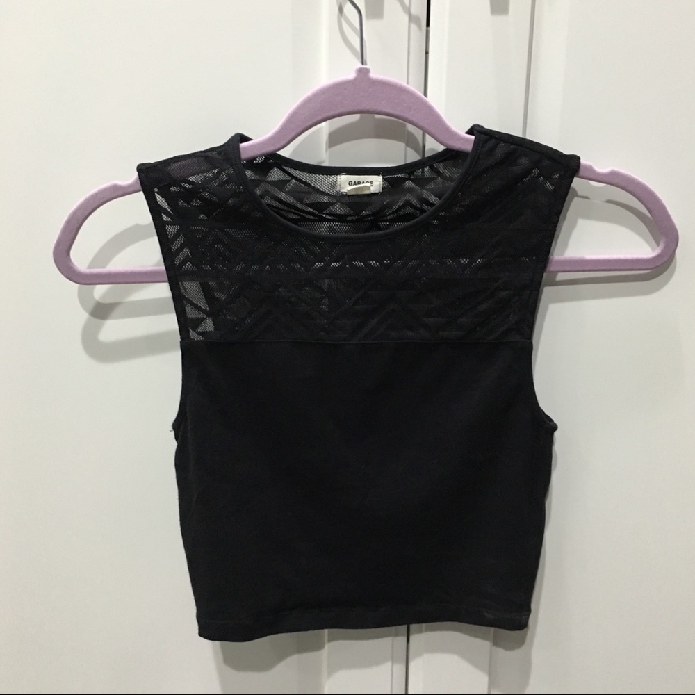 Black lace detailed crop top